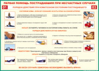 Таблица "Порядок действий при коматозном состоянии пострадавшего" (100х140 сантиметров, винил) - fgospostavki.ru - Югорск