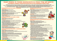 Таблица "Правила безопасности на уроках труда для девочек" (100х140 сантиметров, винил) - fgospostavki.ru - Югорск