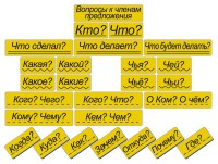 Набор магнитных карточек "Вопросы к членам предложения" (фон жёлтый) - fgospostavki.ru - Югорск