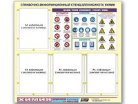 Стенд информационный "Правила техники безопасности в кабинете химии" (80х75, 4 кармана) - fgospostavki.ru - Югорск