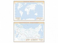 Фрагмент (демонстрационный) маркерный (двухсторонний) "Карта мира и Российской Федерации" (немая) с комплектом тематических магнитов - fgospostavki.ru - Югорск