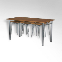 Стол обеденный 6-ти местый на металлокаркасе с навесами под табурет - fgospostavki.ru - Югорск