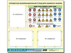 Стенд информационный "Правила техники безопасности в кабинете физики" (75*70, 3 кармана) - fgospostavki.ru - Югорск
