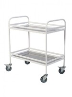 Столик процедурный передвижной металлический с двумя полками из нержавеющей стали с бортиками - fgospostavki.ru - Югорск