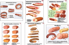 Плакаты ПРОФТЕХ "Ассортимент колбасной и мясной продукции" (11 пл, винил, 70х100) - fgospostavki.ru - Югорск