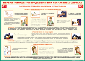 Таблица "Порядок действий при опасном кровотечении" (100х140 сантиметров, винил) - fgospostavki.ru - Югорск