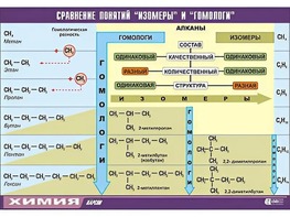 Таблица демонстрационная "Сравнение понятий изомер и гомолог" (винил 100x140) - fgospostavki.ru - Югорск