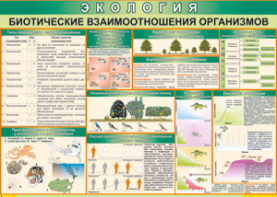 Таблица "Биотические взаимоотношения организмов" (100х140 сантиметров, винил) - fgospostavki.ru - Югорск