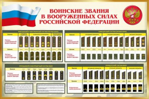 Стенд "Воинские звания в вооруженных силах РФ" - fgospostavki.ru - Югорск